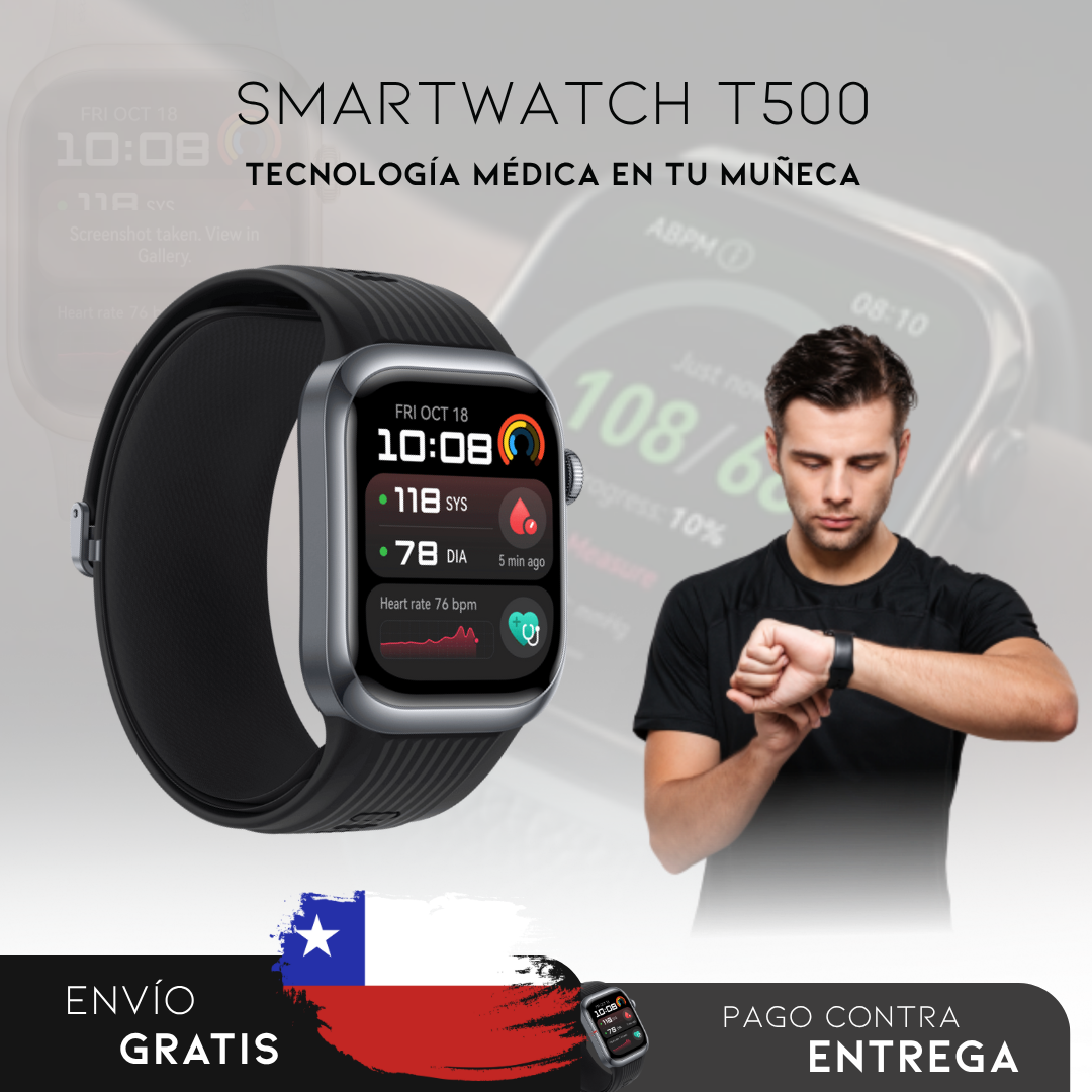 SmartWatch T500 | Reloj Inteligente para Medir Azúcar en la Sangre